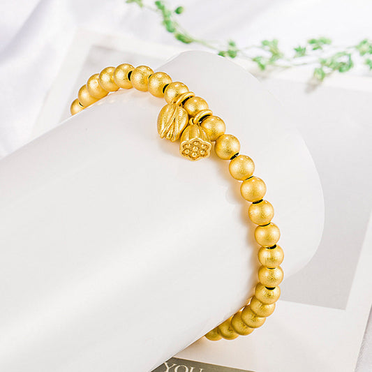 Women's National Fashion Two Ancient Gold Lotus Seedpod Bracelets