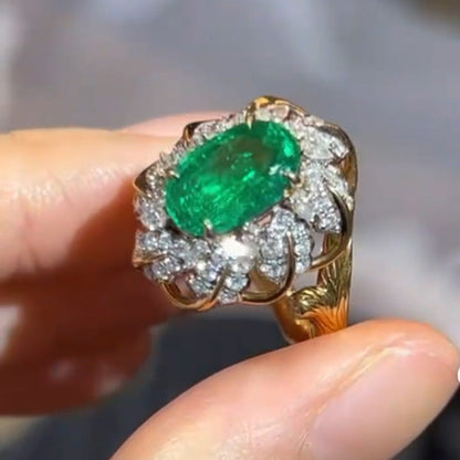 Women's Glass French Retro Gold-plated Spirit Snake Full Rings