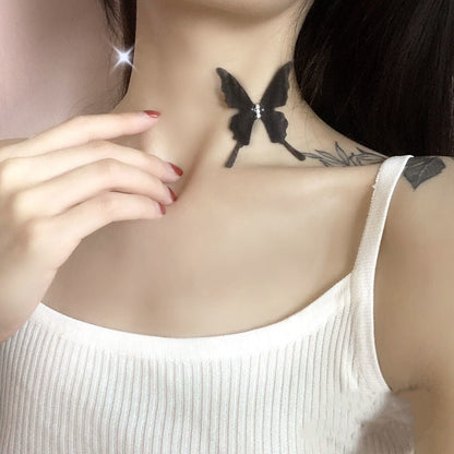 Women's White Invisible Fishing Line Butterfly Short Clavicle Necklaces