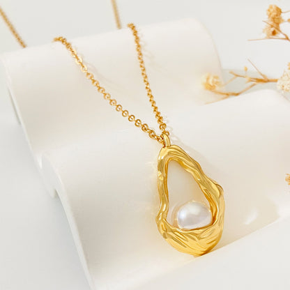 Inlaid Pearl Flower Basket Pendant Personalized Necklaces