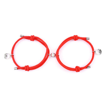 Women's & Men's Of Love Couple Magnet Attract True Pair And Woven Bracelets