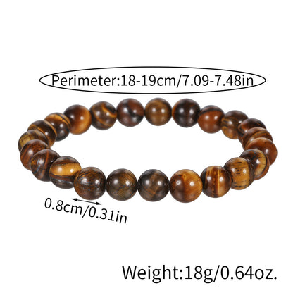 Men's Charm Beaded And Solid Color Tigereye Bracelets