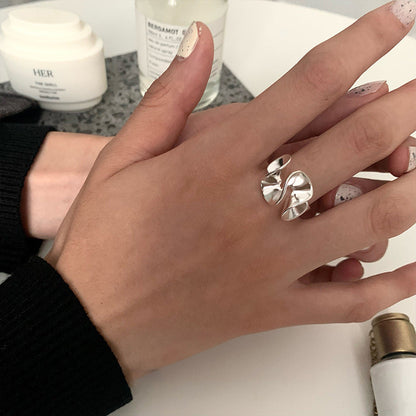 Design Sterling Sier Lotus Leaf Wave Female Rings