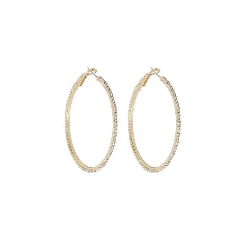 Sier Needle Exaggerated Big Circle Ear Earrings
