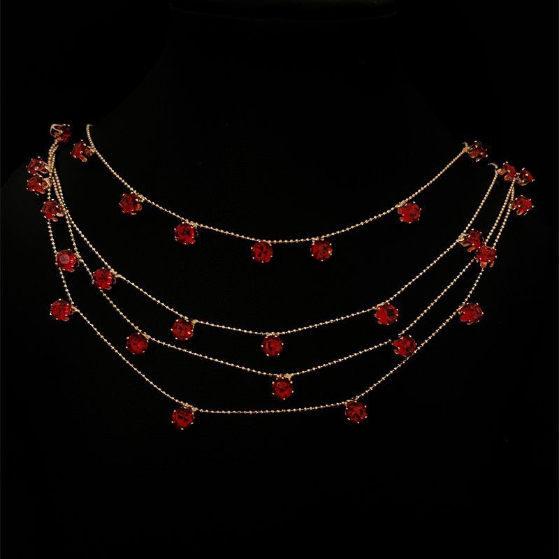 Starry Rose Zircon Fashion Wedding Tassel Necklaces