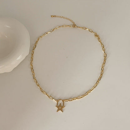 Women's Star Lock Head Simple Design Temperamental Cold Style Necklaces