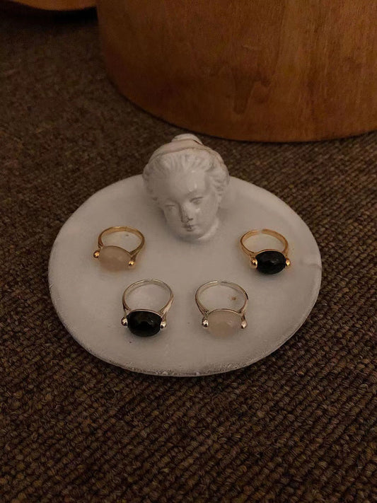 Sterling Sier Retro French Graceful Wind White Natural Rings