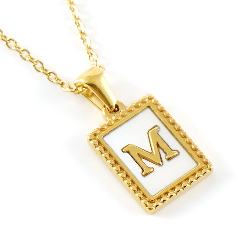 Gold Stainless Steel Shell Letter Female Titanium Pendant Necklaces