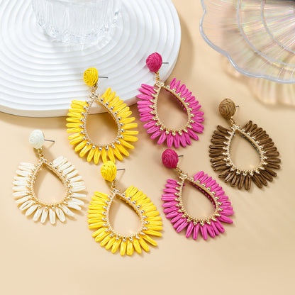 Summer Raffia Female Drop-shaped Bohemian Style Earrings