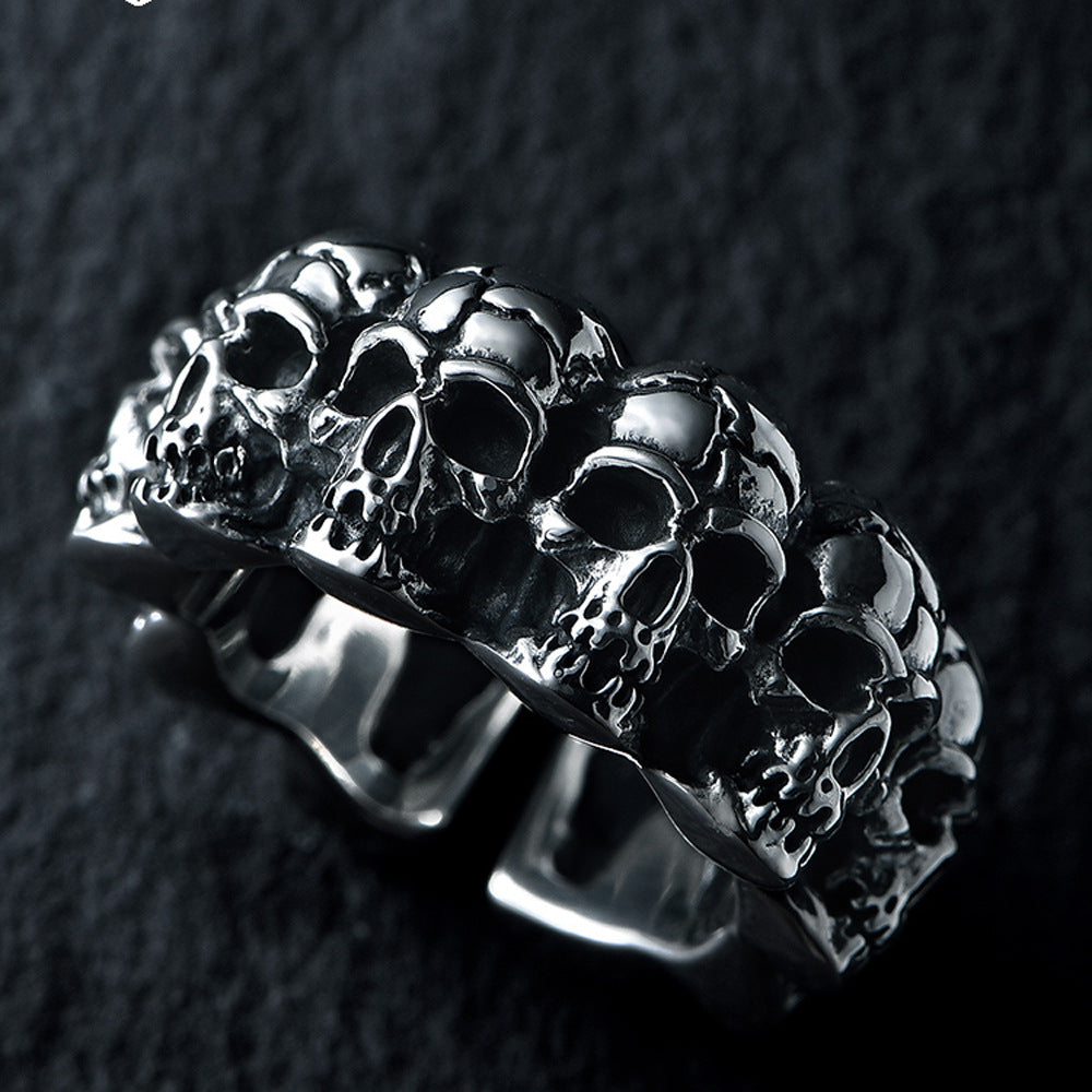 Men's Sier Skull Fashion High-grade Retro Personality Rings