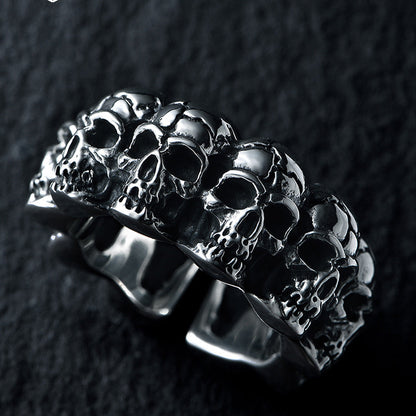 Men's Sier Skull Fashion High-grade Retro Personality Rings