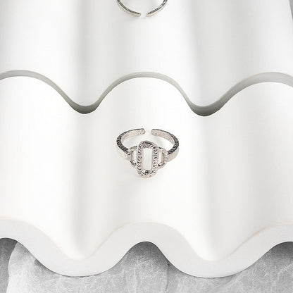 Niche Irregular Texture Hollow Female Temperament Rings