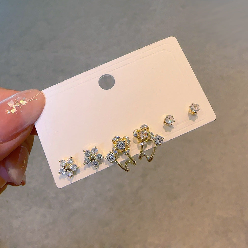 Women's Needle One Card Three Creative Matching Earrings