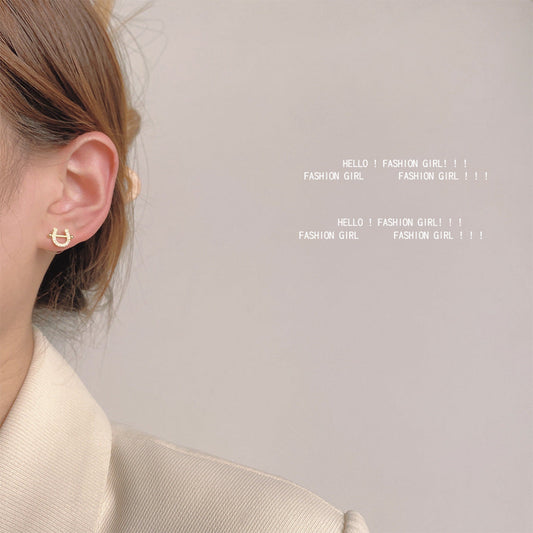 Zircon Sier Needle Version Mini Personality Earrings