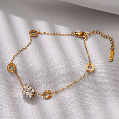 Steel Female Niche Design Diamond Four-leaf Bracelets