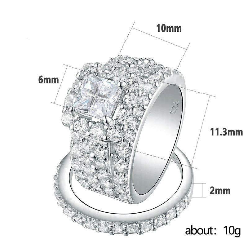 Women's Shi Set Full Rhinestone Zircon Wedding Rings