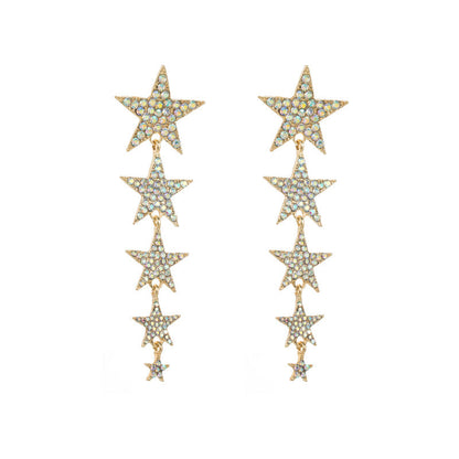 Trendy Diamond Five-pointed Star Graceful Long Rings