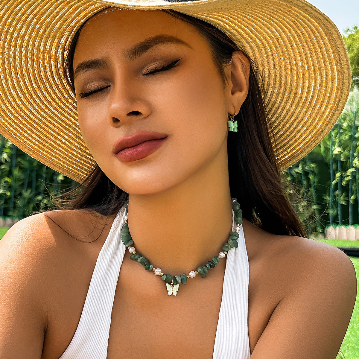 Gravel Beaded Clavicle Chain Pastoral Style Necklaces