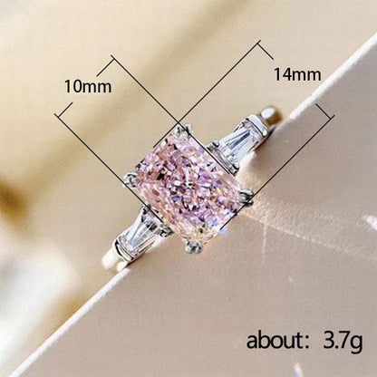 Pillow Square Pink Diamond Zircon Valentine's Rings