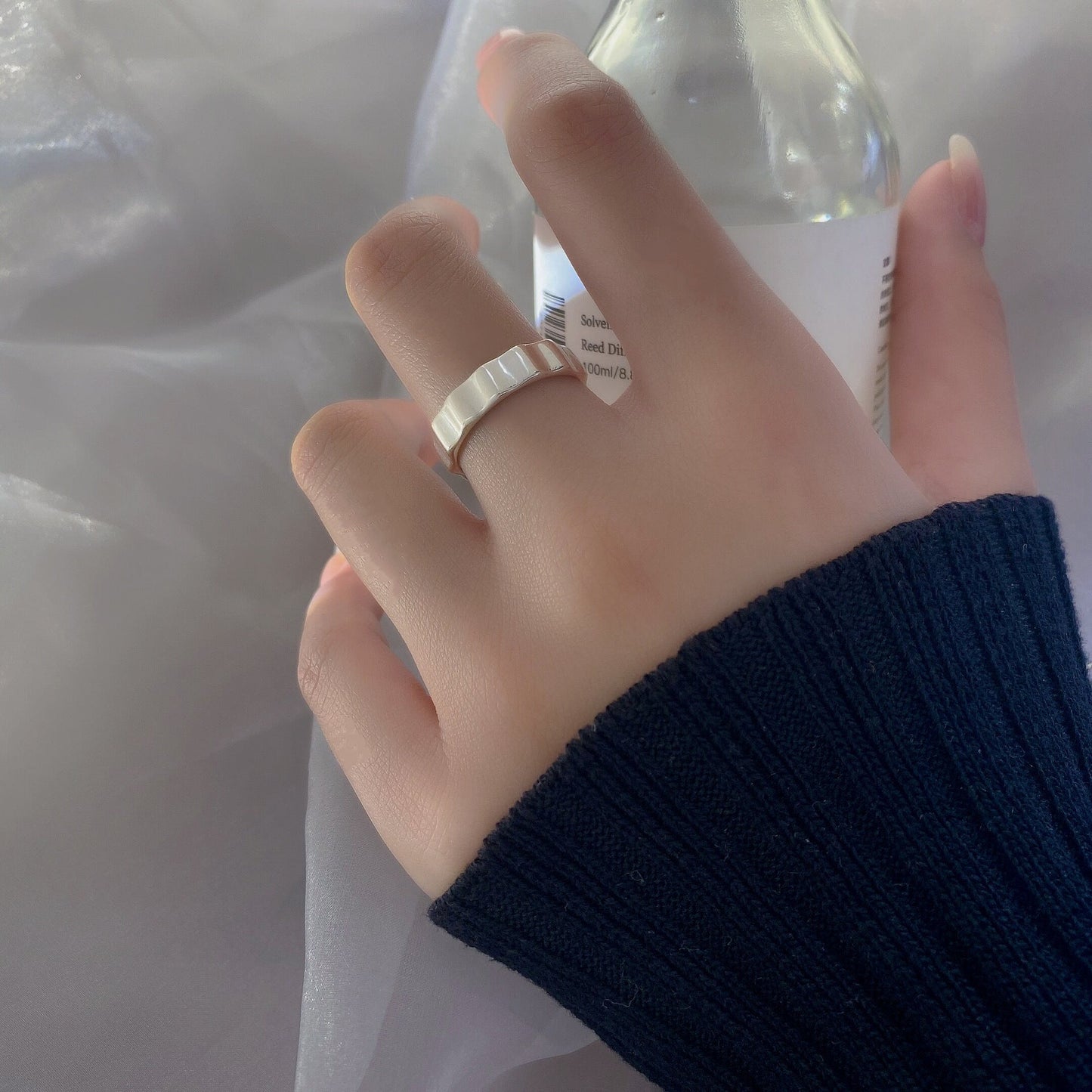 Women's Korean Style Sterling Sier Irregular Open Rings