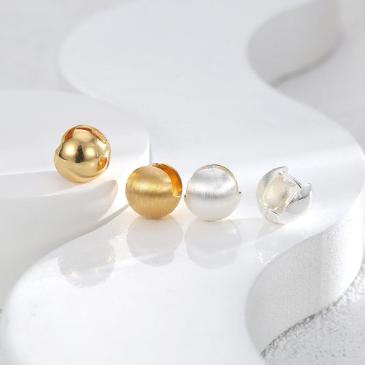 Women's Graceful Personality Brushed Ball Ear Clip Rings