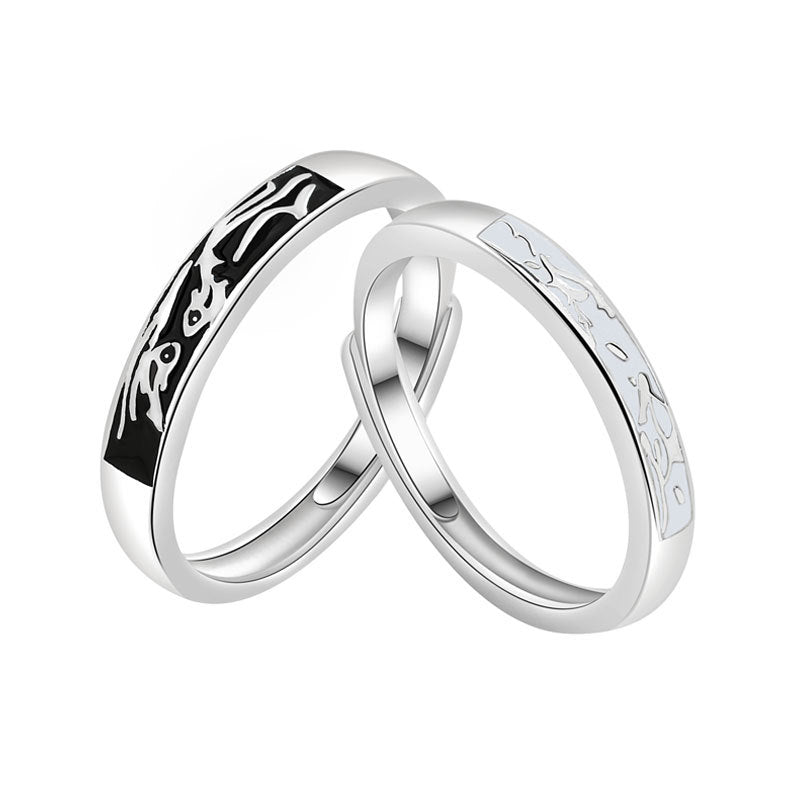 Women's & Men's And Fish Couple One Pair Niche Open-end Personality Rings