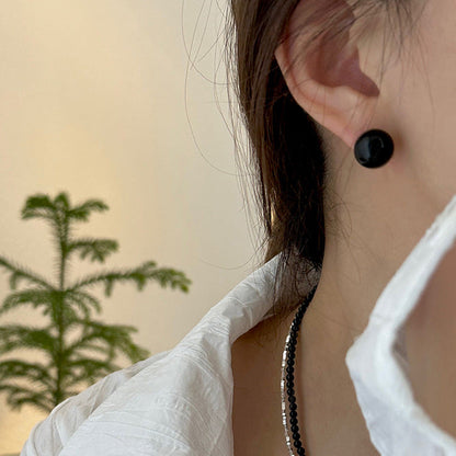 Women's Black Ball Design Sense Niche Retro Earrings