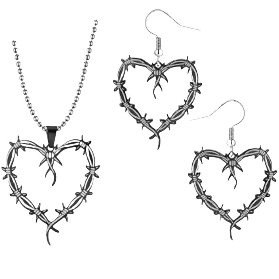 Fashion Gothic Sier Heart-shaped And Set Necklaces