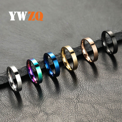 Titanium Steel Design Bright Surface Simple Stainless Rings