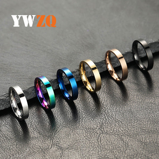 Titanium Steel Design Bright Surface Simple Stainless Rings
