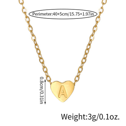 Gold Stainless Steel Heart-shaped Letter Female Titanium Necklaces