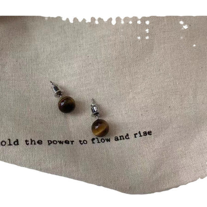 Women's Retro Minority Natural Tigereye Ball Light Earrings