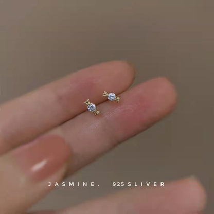 Women's Mini Sier Needle Zircon Small Candy Rings