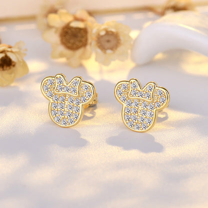 Sier Needle Cute Cartoon Mickey Female Mouse Earrings