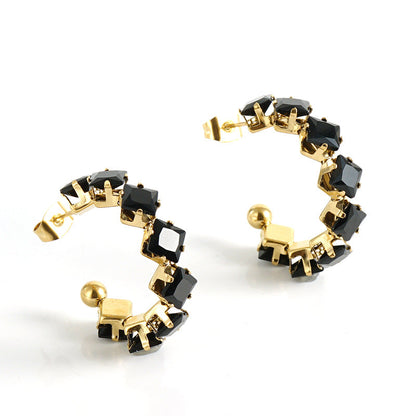 Women's Rhinestone Ear South America Fashionable Golden Titanium Light Rings