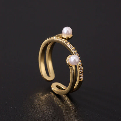 Women's Special Interest Light Luxury Design Pearl Fashion Rings