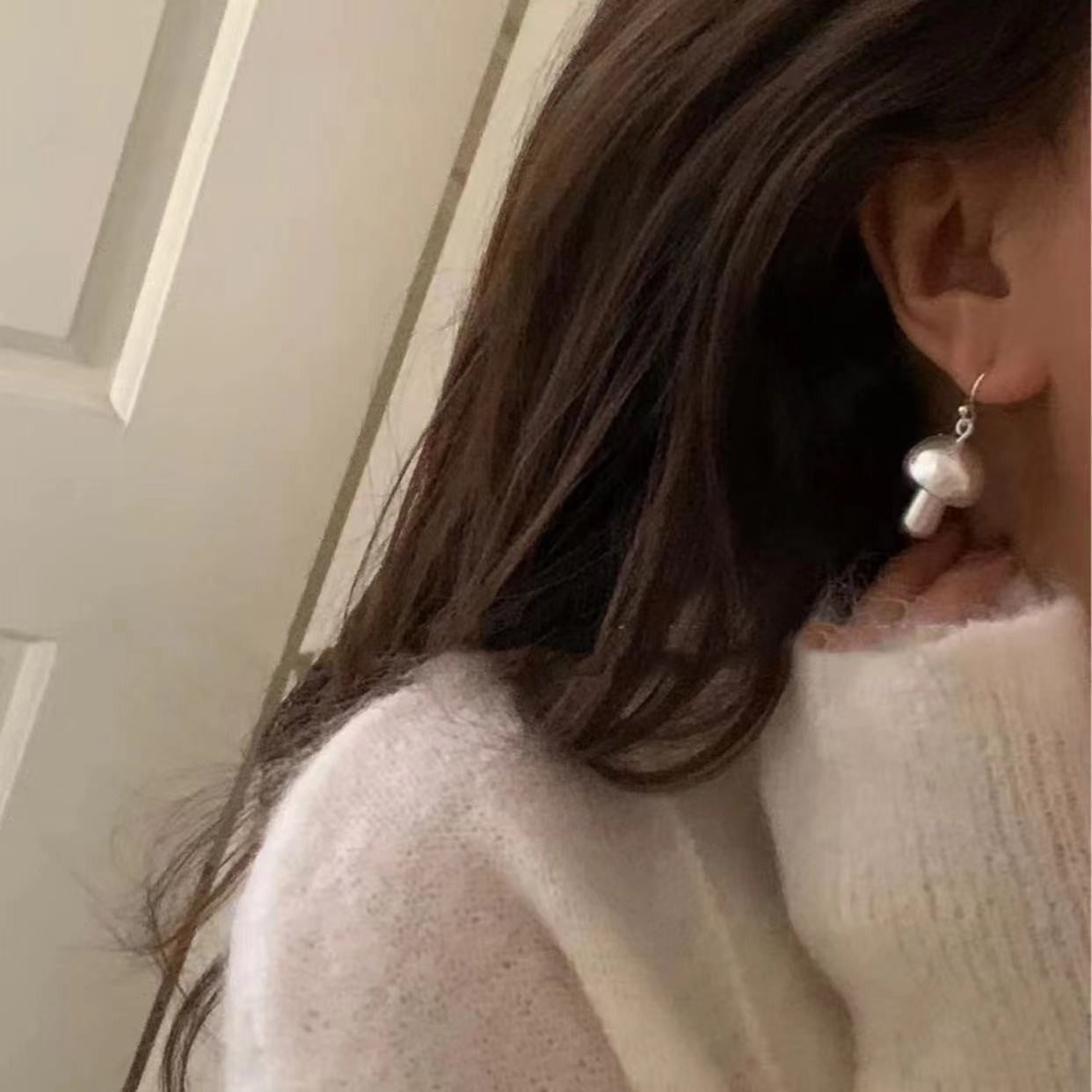 Women's Matte Metal Mushroom For French Style Retro Personality Earrings