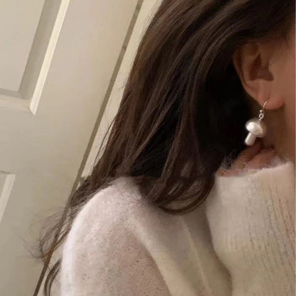 Women's Matte Metal Mushroom For French Style Retro Personality Earrings