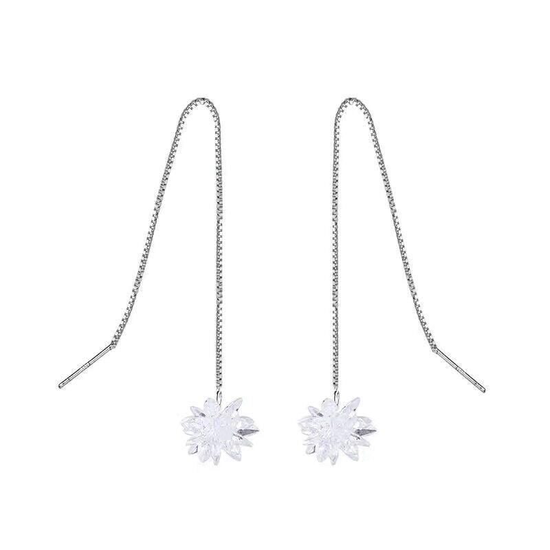 Women's Simple Eardrops Elegant High-grade Crystal Flowers Earrings