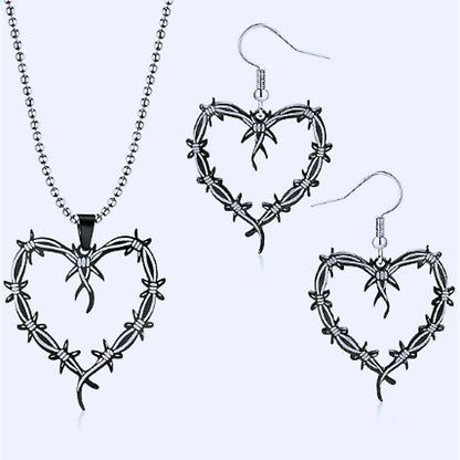 Fashion Gothic Sier Heart-shaped And Set Necklaces