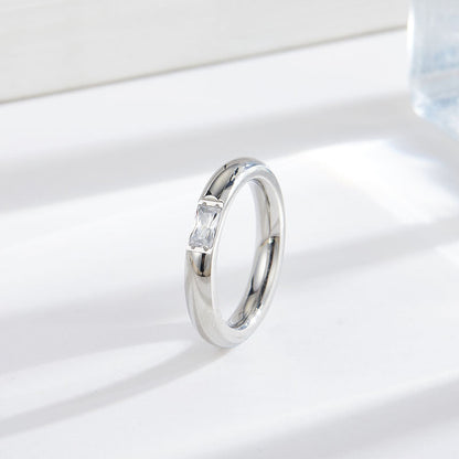 Women's Simple Arc Diamond Titanium Steel Design Rings