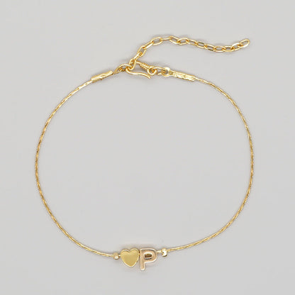 Women's Chain Gold Plated Peach Heart Heart-shaped Letter Bracelets