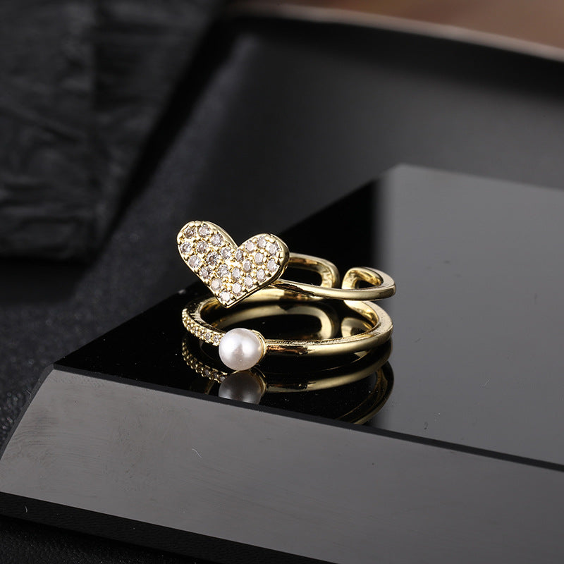 Women's Special Interest Light Luxury Design Pearl Fashion Rings