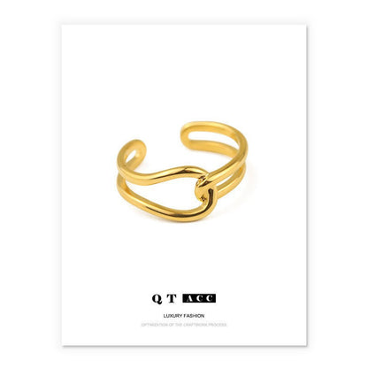 Women's & Men's Electroplated Real Gold Minimalist Style Line Knotted Rings