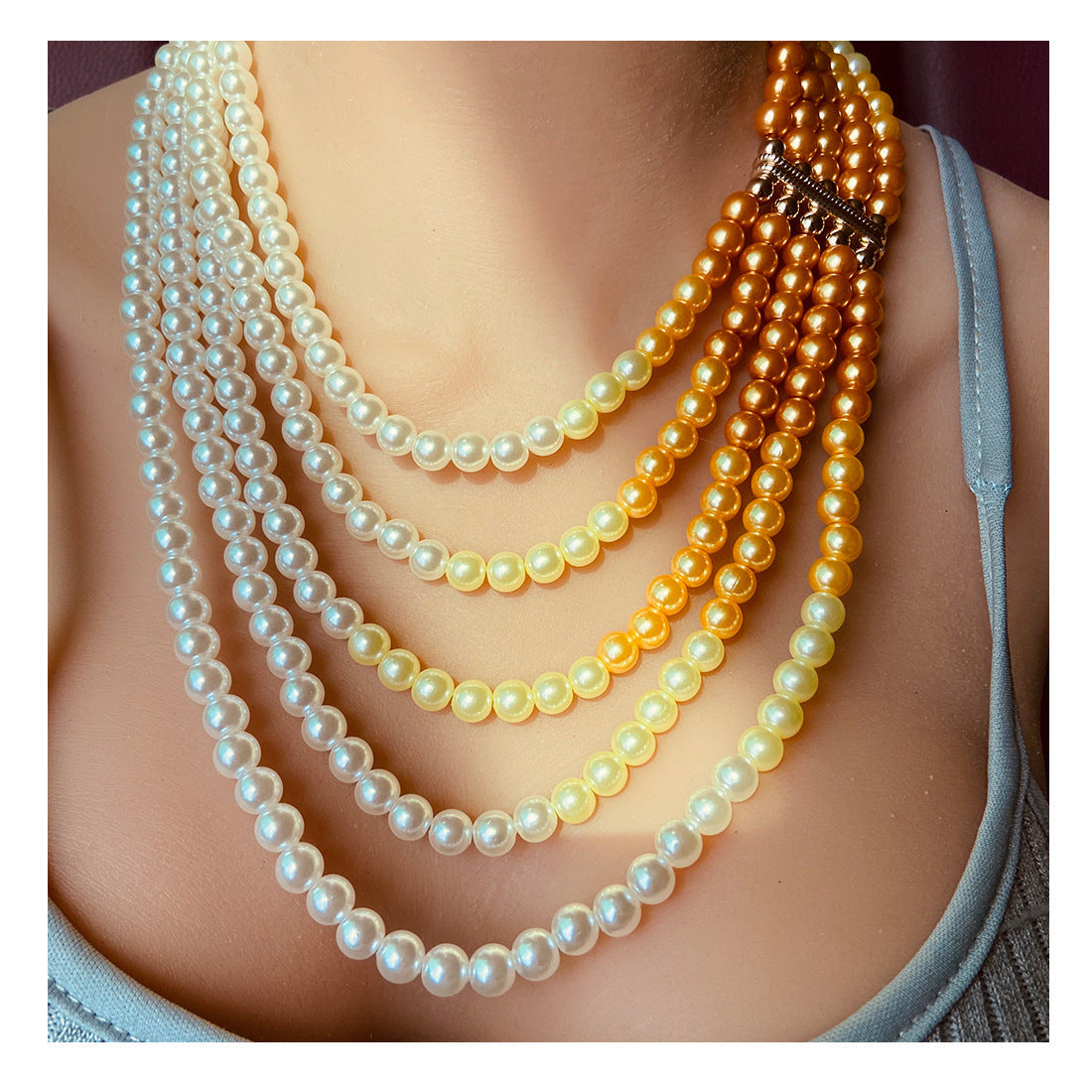 Women's Fashionable Elegant Pearl Sweater Chain Beaded Necklaces