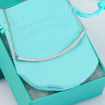 Glossy Full Diamond Smiley Face Pendant Necklaces