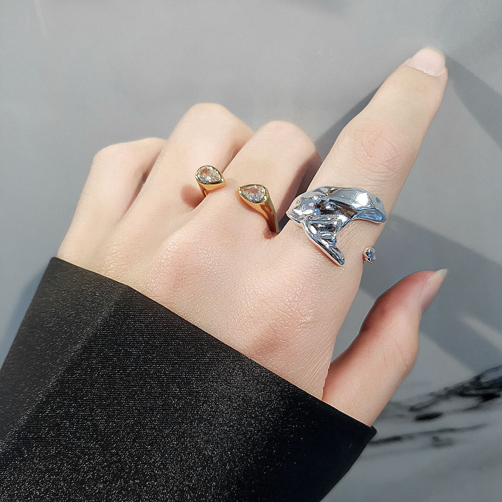 Korean Style Niche Design Minimalist Irregular Rings