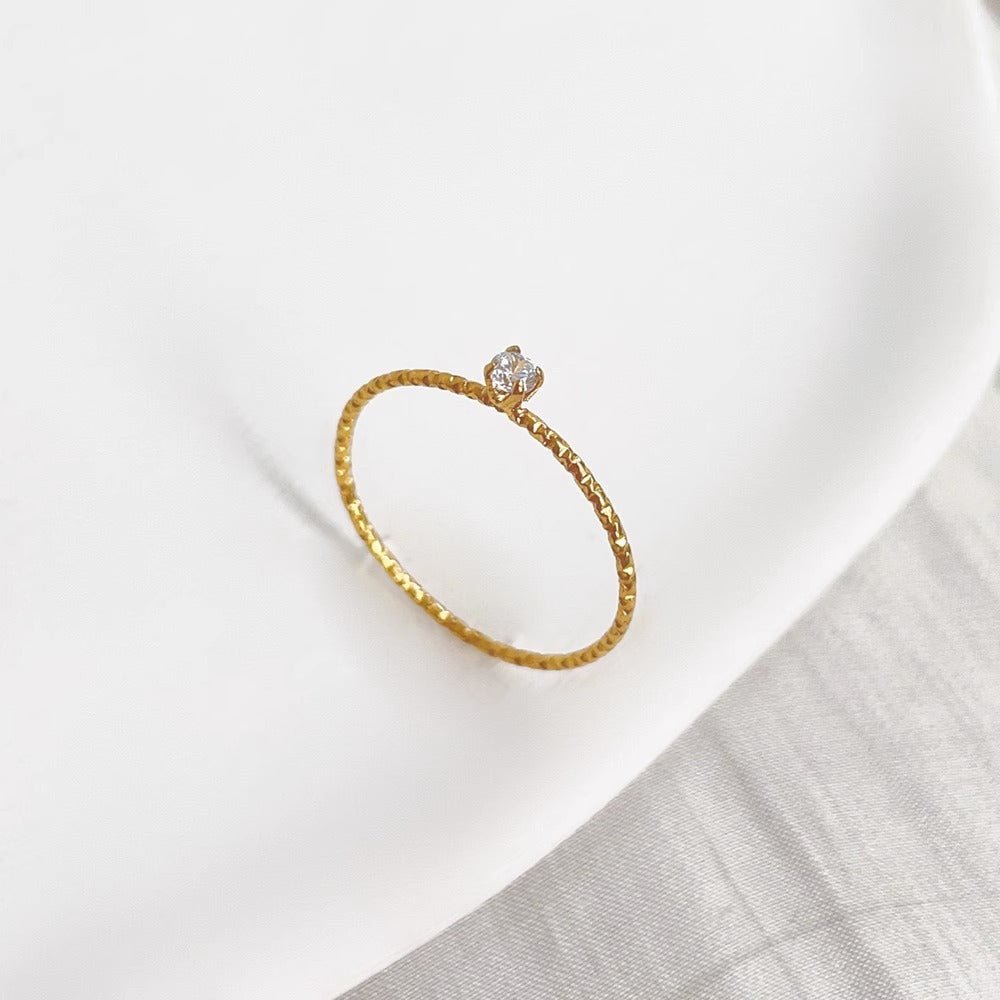 Interest Light Luxury Mini Small Diamond Gold Female Starry Rings