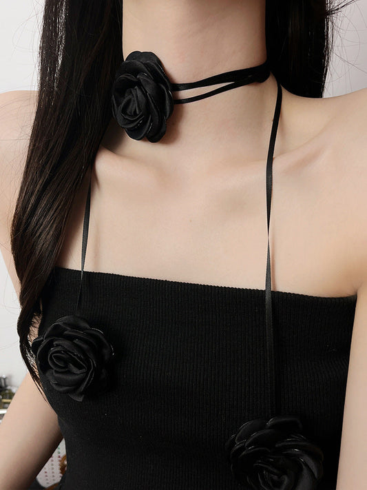 Neck Rose Three-dimensional Flower Clavicle Chain Necklaces