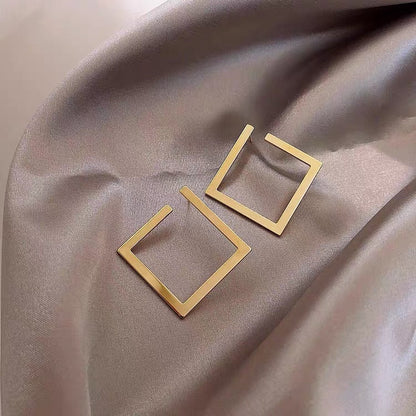 Simple Rhombus Exaggerated Geometry Three-dimensional Square Earrings